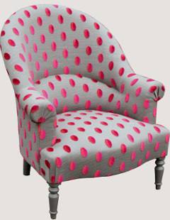 tissu ameublement beaubourg framboise pour fauteuil crapaud