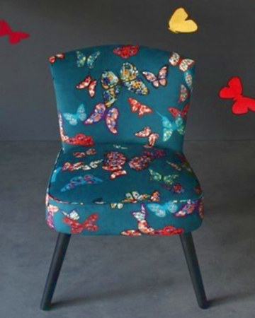 Chrysalide de Casal, motif papillons colorés, souple et doux, pour chaise, fauteuil, canapé, coussins et rideaux, vendu par la rime des matieres, bon plan tissu et frais de port offerts