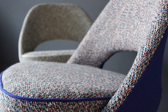 Chaise tissu lavable Coco style tweed contemporain, de Casal, vendu par la rime des matieres, bon plan tissu rideaux