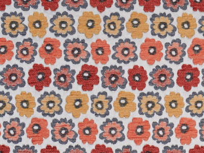 Daisy tissu d'ameublemetn motif floral stylisé effet rétro vintage de Casal, pour chaise, fauteuil, canapé, coussins et rideaux, vendu par la rime des matieres, bon plan tissu et frais de port offerts