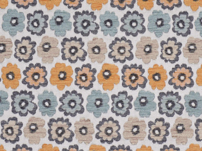 Daisy tissu d'ameublemetn motif floral stylisé effet rétro vintage de Casal, pour chaise, fauteuil, canapé, coussins et rideaux, vendu par la rime des matieres, bon plan tissu et frais de port offerts