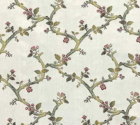 tissu ameublement Eugénie design treillis floral  végétal, de Casal, pour chaise, fauteuil, canapé, coussins et rideaux, vendu par la rime des matieres, bon plan tissu et frais de port offerts