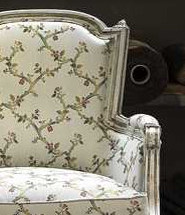 tissu ameublement Eugénie design treillis floral  végétal, de Casal, pour chaise, fauteuil, canapé, coussins et rideaux, vendu par la rime des matieres, bon plan tissu et frais de port offerts