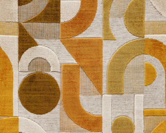 tissu ameublement Greta Jour velours motif graphique Art Déco  de Casal, pour chaise, fauteuil, canapé et coussins, vendu par la rime des matieres, bon plan tissu frais de port offerts