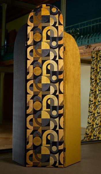  tissu ameublement Greta Nuit velours motif graphique Art Déco  de Casal, pour chaise, fauteuil, canapé et coussins, vendu par la rime des matieres, bon plan tissu frais de port offerts