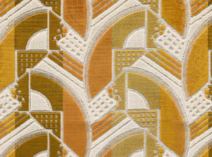 tissu ameublement Lempicka Jour velours motif graphique Art Déco de Casal, pour chaise, fauteuil, canapé et coussins, vendu par la rime des matieres, bon plan tissu frais de port offerts