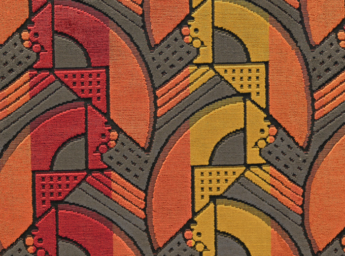 tissu ameublement Lempicka Nuit velours motif graphique Art Déco  de Casal, pour chaise, fauteuil, canapé et coussins, vendu par la rime des matieres, bon plan tissu frais de port offerts