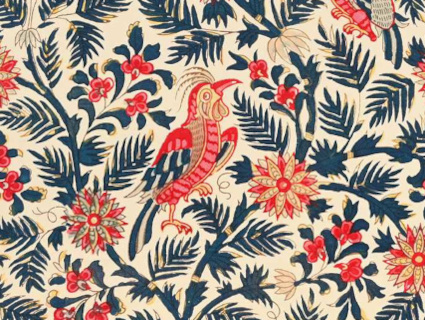 Les Perdrix  tissu ameublement percale de coton lavable design végétal et oiseaux colorés, de Casal, pour chaise, fauteuil, canapé, coussins et rideaux, vendu par la rime des matieres, bon plan tissu frais de port offerts