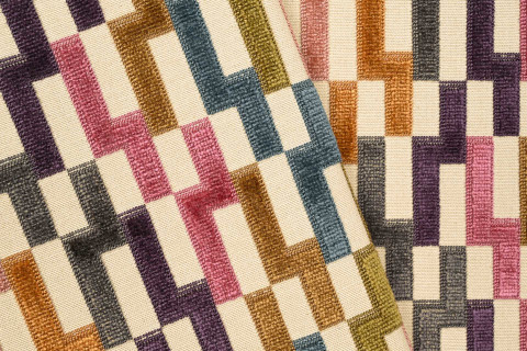 Lithos tissu ameublement écologique de Casal,  motif graphique velours sur fond toile, pour chaise, fauteuil, canapé, coussins, rideaux, vendu par la rime des matieres, bon plan tissu et frais de port offerts
