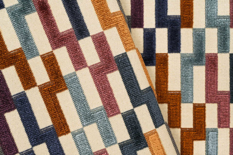 Lithos tissu ameublement écologique de Casal,  motif graphique velours sur fond toile, pour chaise, fauteuil, canapé, coussins, rideaux, vendu par la rime des matieres, bon plan tissu et frais de port offerts