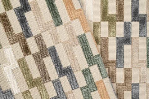 Lithos tissu ameublement écologique de Casal,  motif graphique velours sur fond toile, pour chaise, fauteuil, canapé, coussins, rideaux, vendu par la rime des matieres, bon plan tissu et frais de port offerts