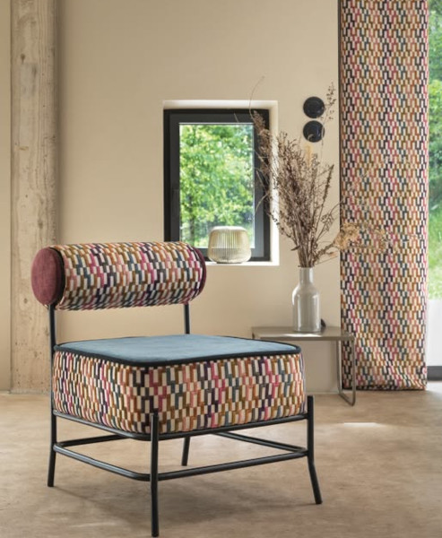 Lithos tissu ameublement écologique de Casal,  motif graphique velours sur fond toile, pour chaise, fauteuil, canapé, coussins, rideaux, vendu par la rime des matieres, bon plan tissu et frais de port offerts