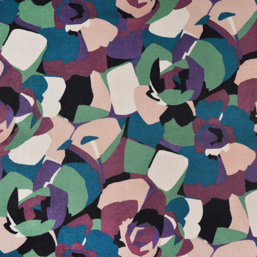 Lucy tissu ameublement lavable  motif floral stylisé coloré  de Casal, pour chaise, fauteuil, canapé et coussins, vendu par la rime des matieres, bon plan tissu frais de port offerts