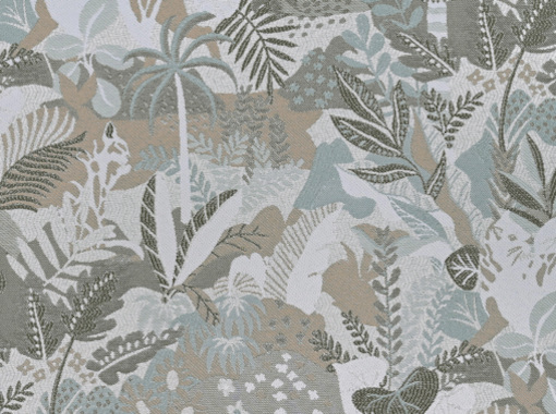Magua tissu motif jungle traité aquaclean anti tache et lavable, de Casal, pour chaise, fauteuil, canapé et rideaux, vendu par la rime des matieres, bon plan tissu et frais de port offerts