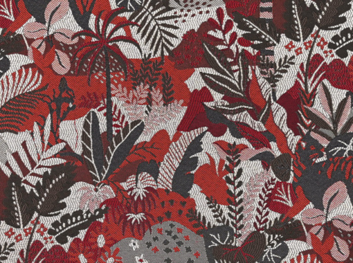 Magua tissu motif jungle traité aquaclean anti tache et lavable, de Casal, pour chaise, fauteuil, canapé et rideaux, vendu par la rime des matieres, bon plan tissu et frais de port offerts