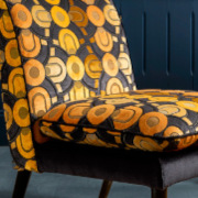 Tissu art déco Mistinguett Nuit coloris clair de lune et velours uni Olympe coloris charbon