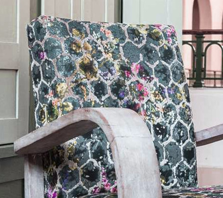 tissu ameublement Passion design contemporain graphique et floral, de Casal, pour chaise, fauteuil, canapé, coussins et rideaux, vendu par la rime des matieres, bon plan tissu et frais de port offerts
