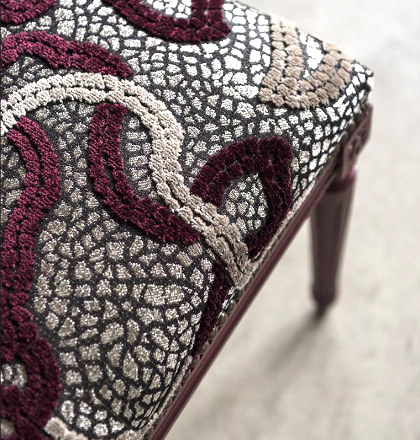 tissu Pompéi velours style mosaïque de Casal, pour chaise, fauteuil, canapé et coussins, vendu par la rime des matieres, bon plan tissu frais de port offerts