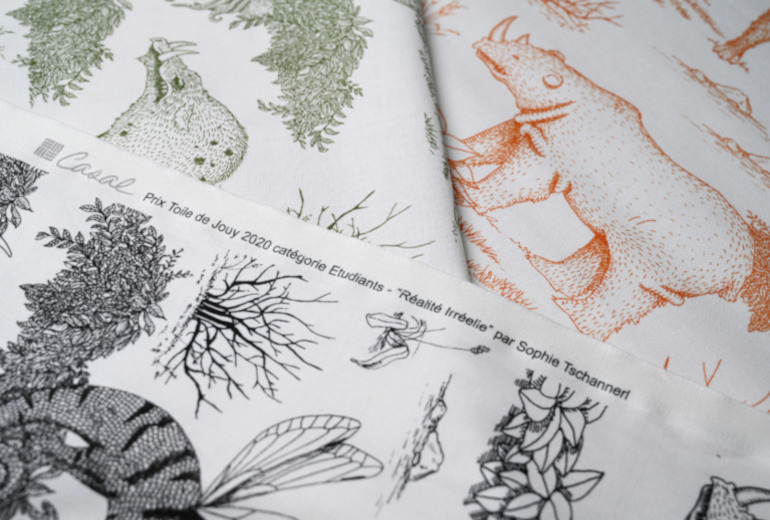 Realite Irreelle  tissu ameublement lavable design monde des animaux fantastiques de Casal, pour chaise, fauteuil, canapé, coussins et rideaux, vendu par la rime des matieres, bon plan tissu frais de port offerts