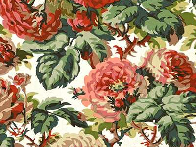 Roseraie tissu ameublement coton lavable motif bouquets de roses, de Casal, pour chaise, fauteuil, canapé, coussins et rideaux, vendu par la rime des matieres, bon plan tissu frais de port offerts