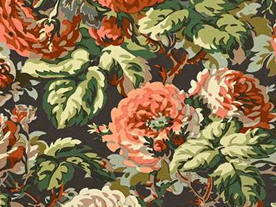 Roseraie tissu ameublement coton lavable motif bouquets de roses, de Casal, pour chaise, fauteuil, canapé, coussins et rideaux, vendu par la rime des matieres, bon plan tissu frais de port offerts
