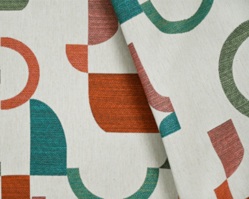 Walter  tissu ameublement lin mélangé motif géométrique coloré  de Casal, pour chaise, fauteuil, canapé et coussins, vendu par la rime des matieres, bon plan tissu frais de port offerts