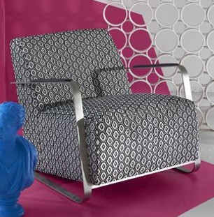 tissu  ameublement black and white noir et blanc pour fauteuil