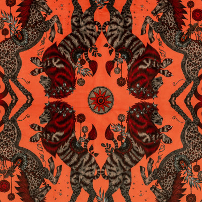 Caspian velvet tissu velours lavable motif animal de la jungle de Clarke & Clarke, vendu par la rime des matieres, bon plan tissu et frais de port offerts