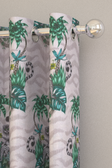 Lemur tissu ameublement imprimé exotique tropical pour rideaux, stores, jetés de lit, fauteuil et canapé, vendu par la rime des matieres bon plan tissu