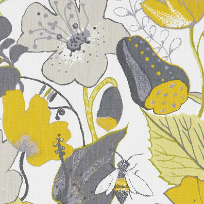 Lotus Oriental ameublement lin mélangé motif végétal design de Clarke & Clarke, pour chaise, fauteuil, canapé, rideaux et coussins, vendu par la rime des matieres, bon plan tissu