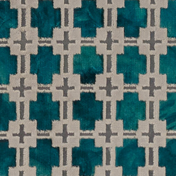 tissu ameublement Maui velours design graphique, de Clarke & Clarke, pour chaise, fauteuil, canapé, rideaux et coussins, vendu par la rime des matieres, bon plan tissu