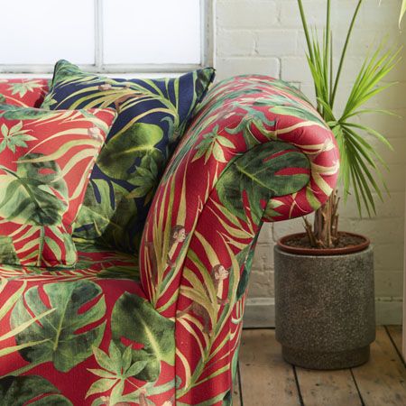 monkey business tissu lavable imprimé extotique pour fauteuil et canapé vendu par la rime des matieres