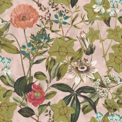 tissu ameublement Passiflora design floral exotique, de Clarke & Clarke, pour chaise, fauteuil, canapé, rideaux et coussins, vendu par la rime des matieres, bon plan tissu