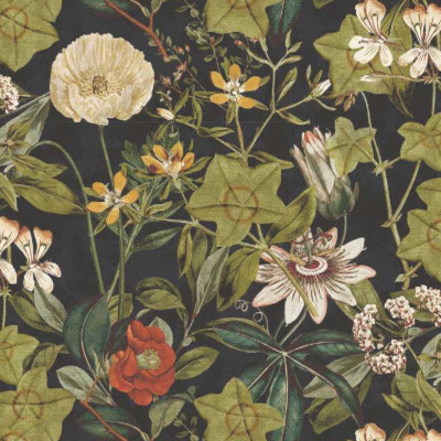 tissu ameublement Passiflora design floral exotique, de Clarke & Clarke, pour chaise, fauteuil, canapé, rideaux et coussins, vendu par la rime des matieres, bon plan tissu