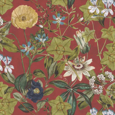 tissu ameublement Passiflora design floral exotique, de Clarke & Clarke, pour chaise, fauteuil, canapé, rideaux et coussins, vendu par la rime des matieres, bon plan tissu