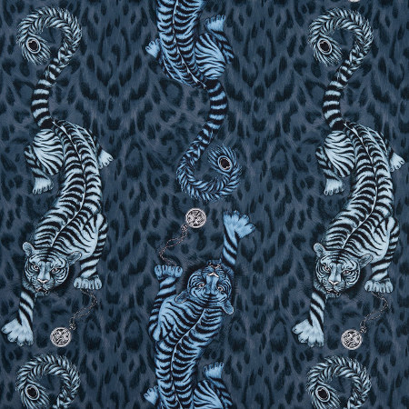 Tissu Tigris imprimé animalier tropical motif tigre, pour chaise, fauteuil, canapé, jeté de lit, stores et rideaux, de Clarke & Clarke, vendu par la rime des matieres, bon plan tissu et frais de port offerts