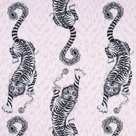 Tissu Tigris imprimé animalier tropical motif tigre, pour chaise, fauteuil, canapé, jeté de lit, stores et rideaux, de Clarke & Clarke, vendu par la rime des matieres, bon plan tissu et frais de port offerts