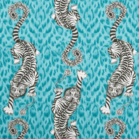 tissu ameublement Tigris motif animalier tigre fantastique, de Clarke & Clarke, pour chaise, fauteuil, canap, rideaux, stores et coussins, vendu par la rime des matieres, bon plan tissu