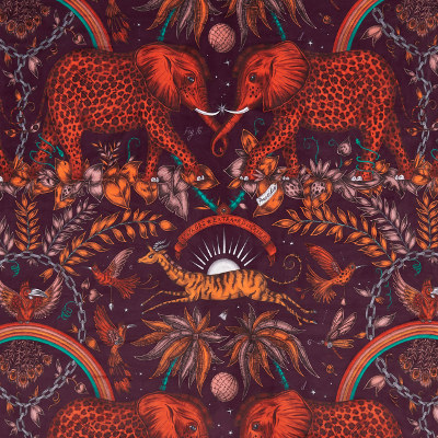 Zambezi velvet tissu velours lavable motif animal de la jungle de Clarke & Clarke, vendu par la rime des matieres, bon plan tissu et frais de port offerts