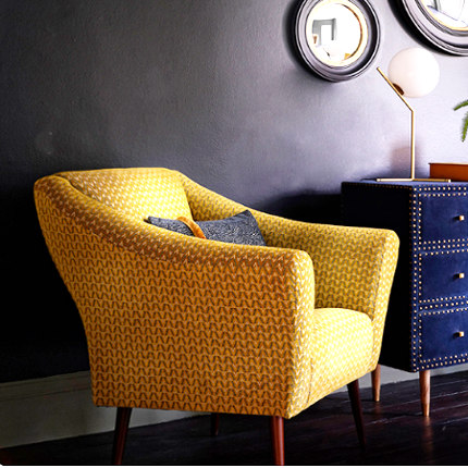 tissu ameublement Zion design chevrons contemporains, de Clarke & Clarke, pour chaise, fauteuil, canapé, rideaux et coussins, vendu par la rime des matieres, bon plan tissu