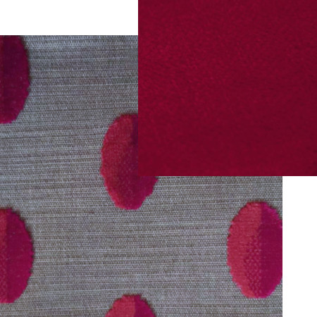 tissus d'ameublement coordonnés Beaubourg framboise et Amara pivoine, tissus Casal, vendus par la rime des matières, bon plan tissu et frais de port offerts
