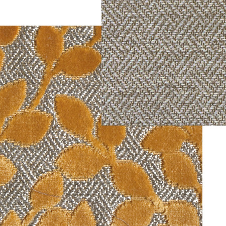 tissus d'ameublement coordonnés Sakura ambre et Tatami pierre , tissus Casal, vendus par la rime des matières, bon plan tissu et frais de port offerts