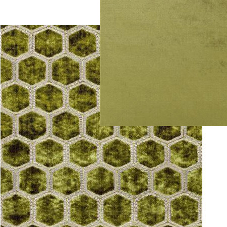tissus d'ameublement coordonnés Manipur moss et Vicenza leaf, tissus Designers Guild, vendus par la rime des matières, bon plan tissu et frais de port offerts