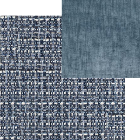 tissus d'ameublement coordonnés Oakworth denim et Opéra denim, tissus Designers Guild, vendus par la rime des matières, bon plan tissu et frais de port offerts
