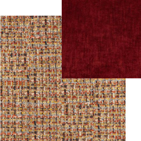 tissus d'ameublement coordonnés Oakworth topaz et Opéra claret, tissus Designers Guild, vendus par la rime des matières, bon plan tissu et frais de port offerts