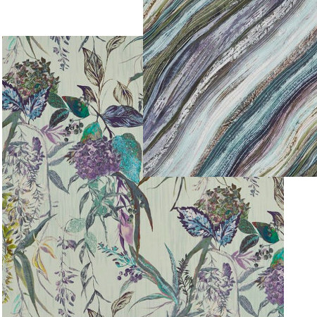 tissus d'ameublement coordonnés Botanist evergreen et Heartwood-evergreen, tissus Prestigious Textiles, vendus par la rime des matières, bon plan tissu et frais de port offerts