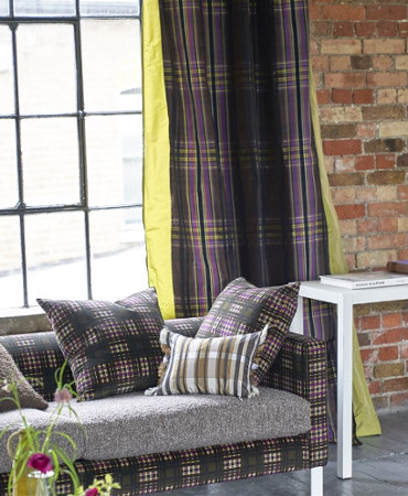 Chennai tissu ameublement tartan motif carreaux en soie, de Designers Guild, pour rideaux, stores et coussins, vendu par la rime des matieres, bon plan tissu et frais de port offerts, 