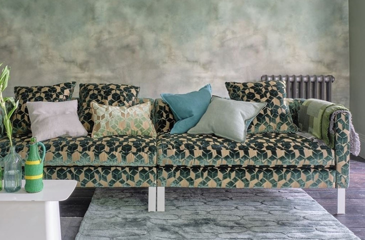 Fitzrovia tissu ameublement  motif géométrique design, pour canapé, de designers guild, vendu par la rime des matieres, bon plan tissu et frais de port offerts