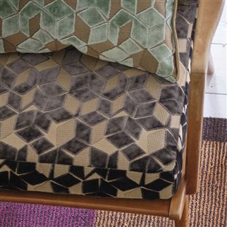 Fitzrovia tissu ameublement  motif géométrique design, pour fauteuil, canapé, coussins et rideaux, de designers guild, vendu par la rime des matieres, bon plan tissu et frais de port offerts