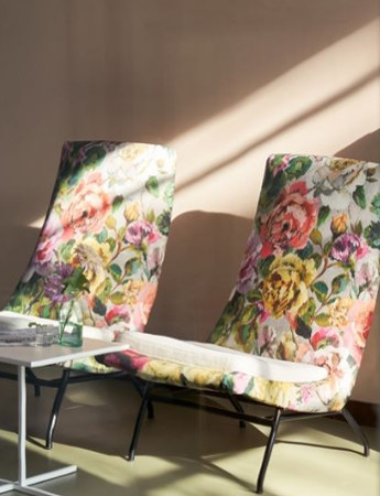 tissu d'ameublement Grandiflora Rose coton lavable  motif floral de Designers Guild, pour chaise, fauteuil, canapé, rideau, stores et coussins, vendu par la rime des matieres offre bon plan tissu et frais de port offerts